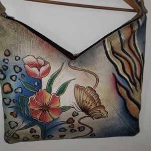 BIACCI SHOULDER LEATHER HAND PAINTED BAG